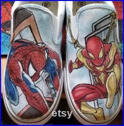 Hand drawn Marvel Comic Designs Shoes, Carnage, Iron Spider, Spiderman, Stan Lee
