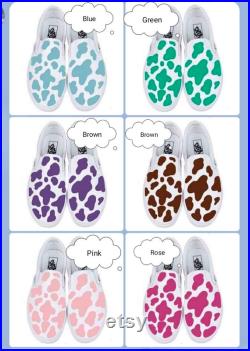 Hand painted Cow pattern Custom order Cow Vans Blue cowithGreen cowithPurple cowithBrown cowithPink cowithRose cowith