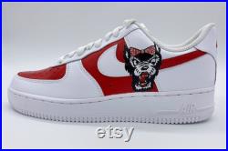 Hand-painted North Carolina State University Nike Air Force 1 s