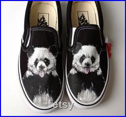 Hand painted Panda shoes, Custom panda sneakers