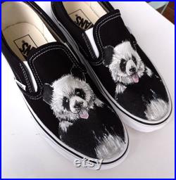 Hand painted Panda shoes, Custom panda sneakers