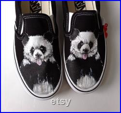 Hand painted Panda shoes, Custom panda sneakers