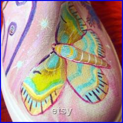 Hand-painted shoes Slip-ons moth l mushrooms l Cottage core Fairy Aesthetic Hippie Apparel