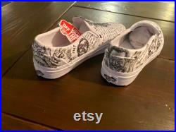 Harry styles from One Direction Inspired custom hand-painted slip on vans