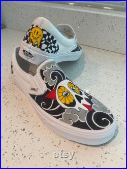 JG Custom Inked Vans Slip Ons Sneakers Tag You re It Design