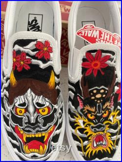 JG Custom Painted Irezumi Vans Classic Shoes first ever pair Special Request Your Size or order pair in picture- Mens sz 9.5 Womens 11