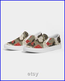 Japanese Clouds Slip-On Canvas Shoes Chinese Cloud Shoes Asian Cloud Shoes Abstract Cloud Shoes Kumo Pattern Shoes Cloud Sky Shoes