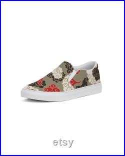 Japanese Clouds Slip-On Canvas Shoes Chinese Cloud Shoes Asian Cloud Shoes Abstract Cloud Shoes Kumo Pattern Shoes Cloud Sky Shoes