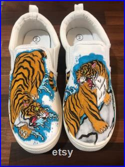 Japanese Tiger Waves Custom Shoes
