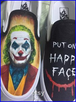 Joker Vans,Joker portrait,Joker painted shoes,Joker 2019,Put on a happy face,Joaquin Phoenix,Custom order,Joker inspired,Handpaintchicshoes