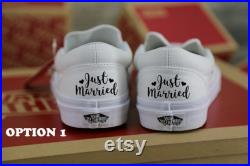 Just Married Wedding Vans Shoes, white slip on, wedding gift, bridal party, anniversary, bride wedding shoes, groom gift,