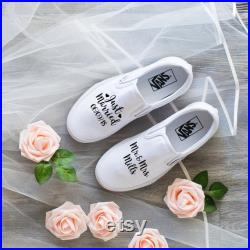 Just Married Wedding Vans Shoes, white slip on, wedding gift, bridal party, bride shoes, wedding day