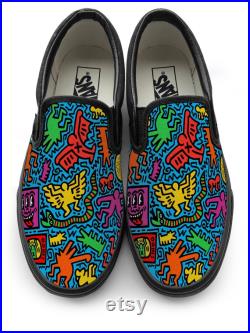 Keith Haring 2 Slip on Custom Vans Brand Shoes