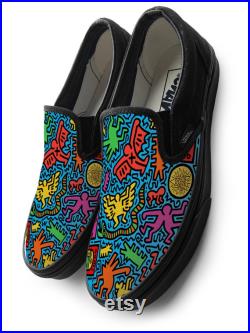 Keith Haring 2 Slip on Custom Vans Brand Shoes