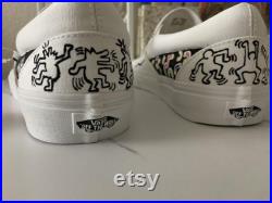 Keith Haring and Basquiat Slip-On Vans Custom Shoes