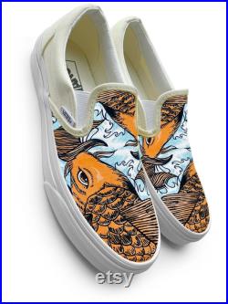 Koi Fish Slip on Custom Vans Brand Shoes