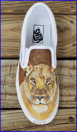 Lion Shoes Lion Gifts Painted Shoes Custom Painted Shoes Hand Painted Lion Vans, Converse, Keds, Toms