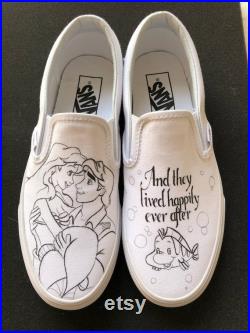 Little Mermaid Ariel and Eric Disney Wedding Custom Hand Painted Shoes
