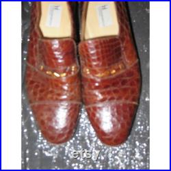 MORESCHI of Italy Genuine Croc Embossed Leather Oxford Loafers Dress Shoes sz 8