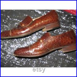 MORESCHI of Italy Genuine Croc Embossed Leather Oxford Loafers Dress Shoes sz 8