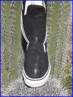 Made to Order, OOAK Custom, black Stingray hide, handcrafted, hand stitched, Vans shoes new with box