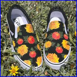 Marigold Flowers Custom BLVD Slip On Shoes