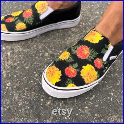 Marigold Flowers Custom BLVD Slip On Shoes