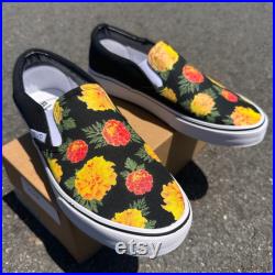 Marigold Flowers Custom BLVD Slip On Shoes