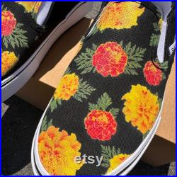 Marigold Flowers Custom BLVD Slip On Shoes