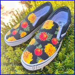 Marigold Flowers Custom BLVD Slip On Shoes