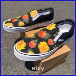 Marigold Flowers Custom BLVD Slip On Shoes