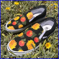 Marigold Flowers Custom BLVD Slip On Shoes