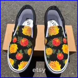 Marigold Flowers Custom BLVD Slip On Shoes