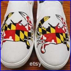 Maryland Flag and Crab Custom Painted Shoes
