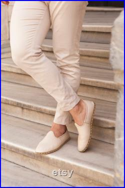 Men Barefoot Shoes, Cream Leather Shoes, Casual Shoes, Handmade Turkish Slip On Shoes, Wide Toe Box Comfy Shoes, All Natural Men Wider Shoes