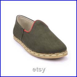 Men Green Color Nubuck Handmade Leather Shoes, Leather Loafer, Designer Shoes, Unique Shoes, Handmade Slip On, Handcrafted Flat Shoes