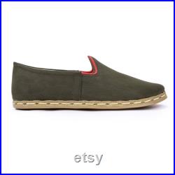 Men Green Color Nubuck Handmade Leather Shoes, Leather Loafer, Designer Shoes, Unique Shoes, Handmade Slip On, Handcrafted Flat Shoes