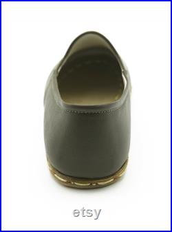 Men's Green Handmade Leather Shoes, Traditional Yemeni Shoes, Turkish Shoes, Genuine Leather Shoes, Leather Loafer
