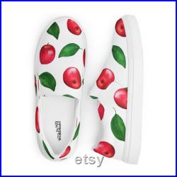Men s Slip-on Canvas Shoes with Apple Design, Can Be Personalized, Boat Shoes, Unique Men's Shoes, Comfortable Shoes, Sneakers, Gift for Him