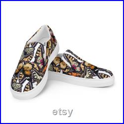 Men s Slip-on Canvas Shoes with Butterflies, Men's Designer Loafers, Casual Shoes, Comfort, Boat Shoes, Sneakers