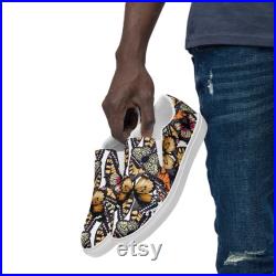 Men s Slip-on Canvas Shoes with Butterflies, Men's Designer Loafers, Casual Shoes, Comfort, Boat Shoes, Sneakers