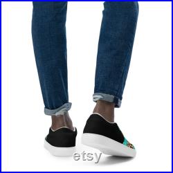 Men s Slip-on Canvas Shoes with Turquoise and Leopard Print, Boat Shoes, Loafers, Sneakers, Birthday Gift, Gift for Him, Designer Shoes