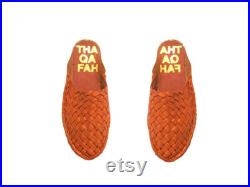 Men's sandals,woven mules,woven Leather slippers, mexican huaraches, (Orange)