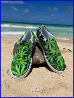 Men s slip-on canvas shoes Marijuana Weed Theme