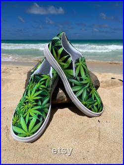Men s slip-on canvas shoes Marijuana Weed Theme