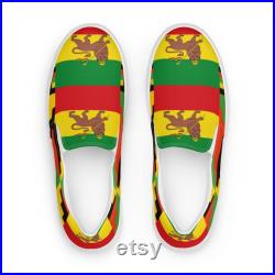 Mens Colourful Kente Rasta slip-on canvas shoes Afro Caribbean Afroditees