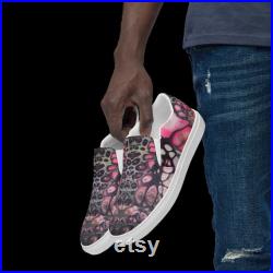 Mens Slip-On Canvas Shoes Pink Fluid Art