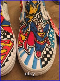 Mens Super hero Superman Wolverine custom sneakers