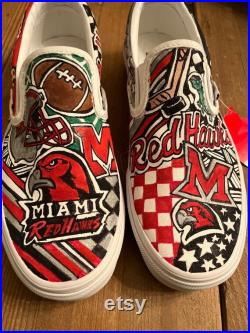 Miami of Ohio University ResHawks custom slip on sneakers