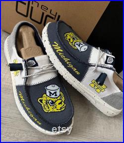 Michigan Bundle Custom Hey Dudes and Personalized RTIC Cooler Perfect for Wolverines Fans